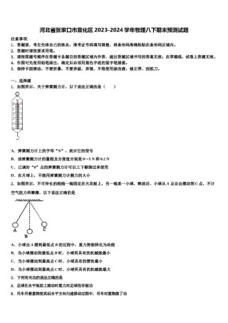 河北省张家口市宣化区2023-2024学年物理八下期末预测试题含解析.doc