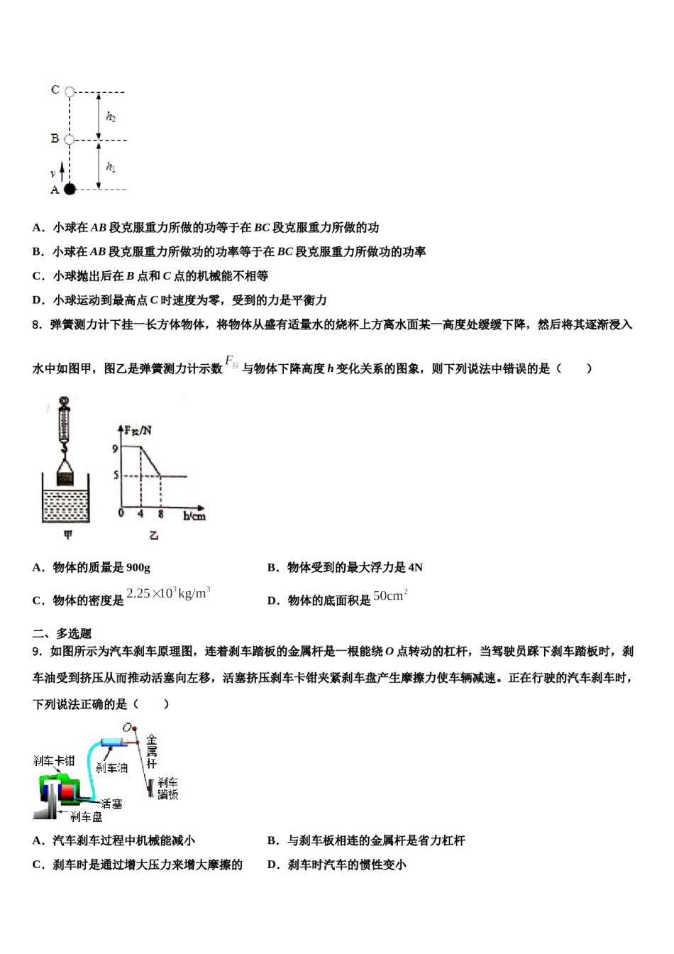 河北省张家口桥东区五校联考2024年八下物理期末质量跟踪监视模拟试题含解析.doc_第3页