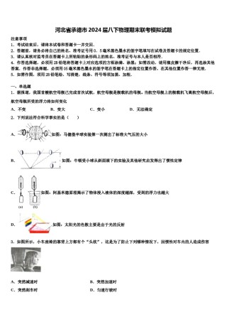 河北省承德市2024届八下物理期末联考模拟试题含解析.doc