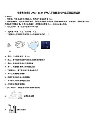 河北省永清县2023-2024学年八下物理期末学业质量监测试题含解析.doc