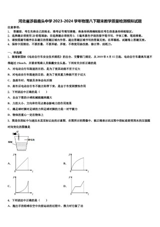 河北省涉县鹿头中学2023-2024学年物理八下期末教学质量检测模拟试题含解析.doc
