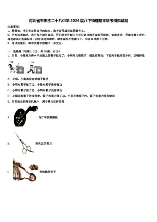 河北省石家庄二十八中学2024届八下物理期末联考模拟试题含解析.doc