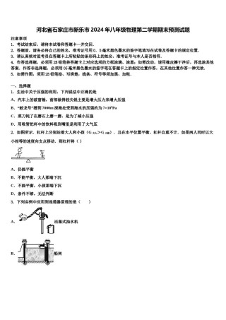 河北省石家庄市新乐市2024年八年级物理第二学期期末预测试题含解析.doc