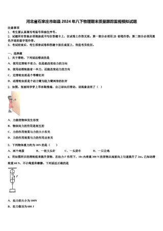河北省石家庄市赵县2024年八下物理期末质量跟踪监视模拟试题含解析.doc