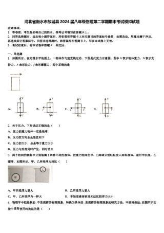 河北省衡水市故城县2024届八年级物理第二学期期末考试模拟试题含解析.doc
