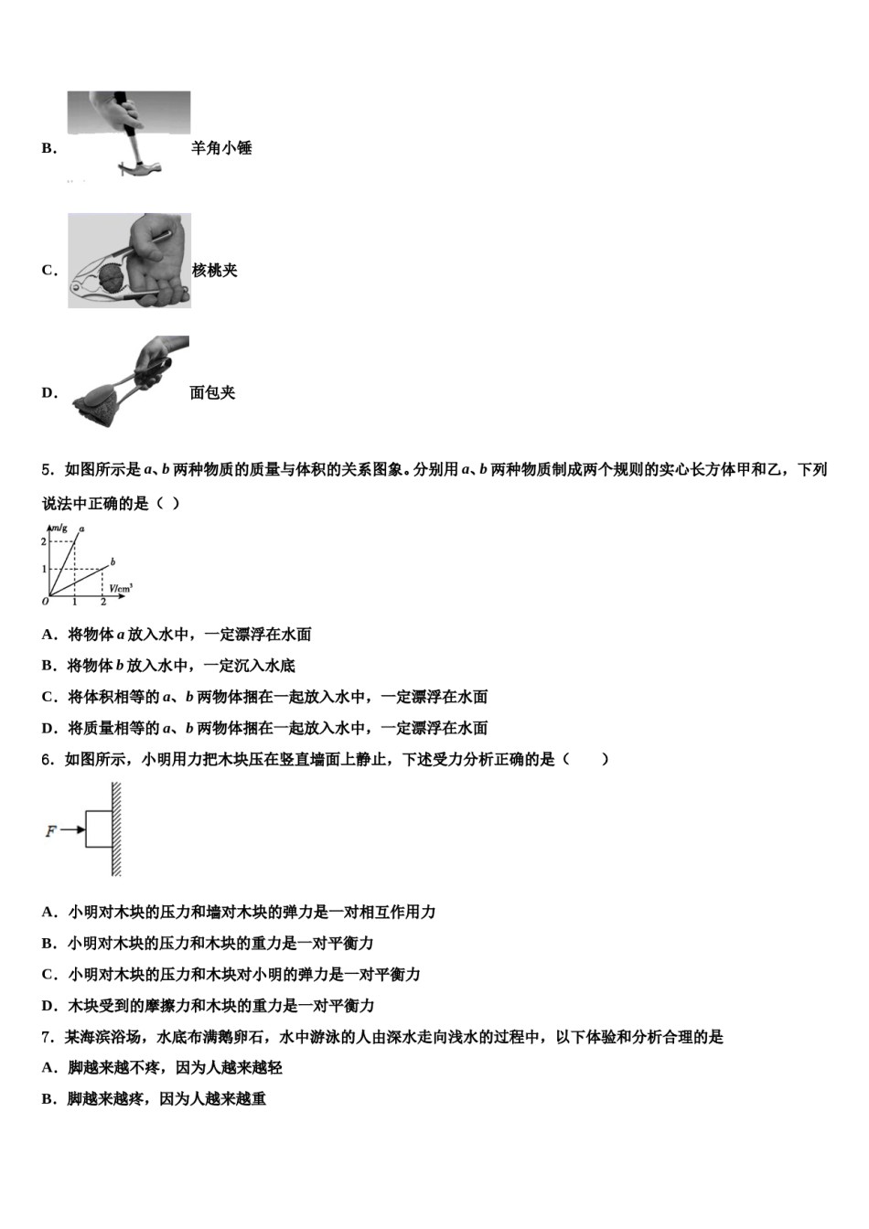 河北省邢台市临西一中学普通班2023-2024学年八年级物理第二学期期末质量检测模拟试题含解析.doc_第2页