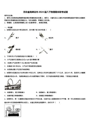 河北省高碑店市2024届八下物理期末联考试题含解析.doc