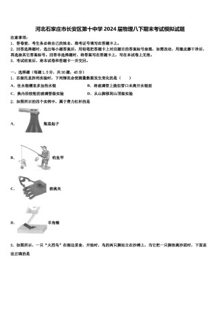 河北石家庄市长安区第十中学2024届物理八下期末考试模拟试题含解析.doc