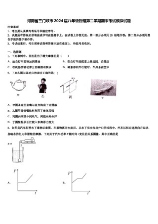 河南省三门峡市2024届八年级物理第二学期期末考试模拟试题含解析.doc