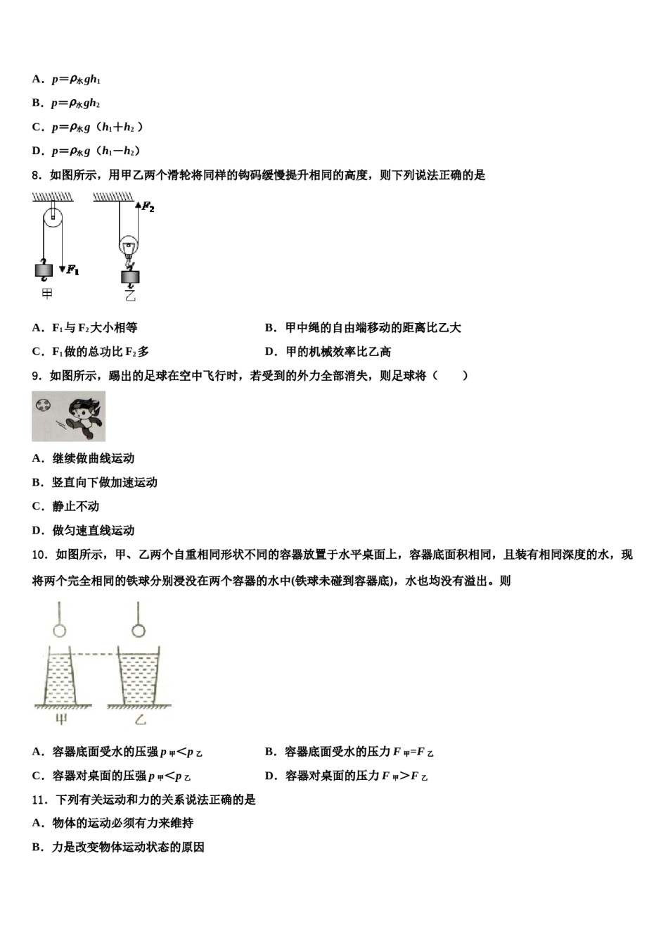 河南省兰考县2023-2024学年物理八下期末考试模拟试题含解析.doc_第3页