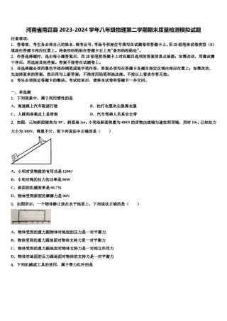 河南省南召县2023-2024学年八年级物理第二学期期末质量检测模拟试题含解析.doc