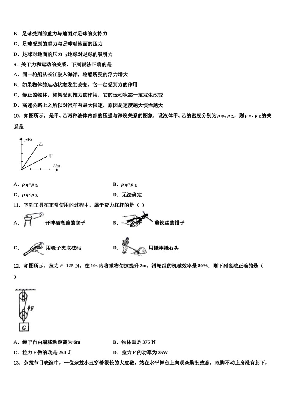 河南省南阳内乡县联考2024年物理八下期末经典试题含解析.doc_第3页