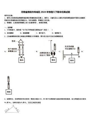 河南省南阳市宛城区2024年物理八下期末经典试题含解析.doc