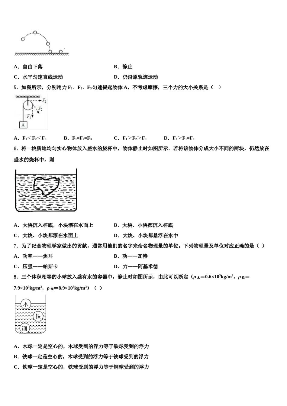 河南省南阳市桐柏县2024届八年级物理第二学期期末学业质量监测试题含解析.doc_第2页