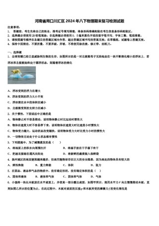 河南省周口川汇区2024年八下物理期末复习检测试题含解析.doc