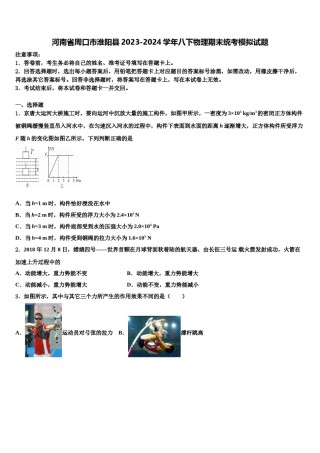 河南省周口市淮阳县2023-2024学年八下物理期末统考模拟试题含解析.doc