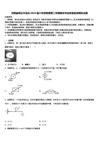河南省商丘市名校2024届八年级物理第二学期期末学业质量监测模拟试题含解析.doc