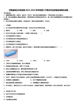 河南省商丘市柘城县2023-2024学年物理八下期末学业质量监测模拟试题含解析.doc
