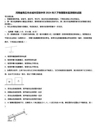 河南省商丘市永城市实验中学2024年八下物理期末监测模拟试题含解析.doc