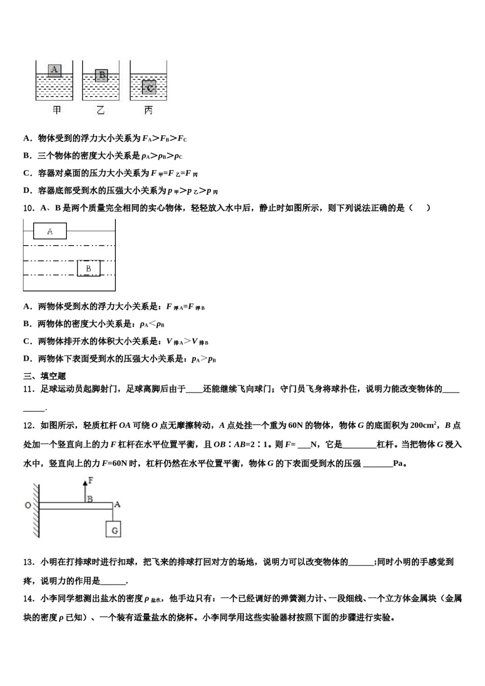 河南省商丘市虞城县2024届物理八下期末综合测试模拟试题含解析.doc_第3页