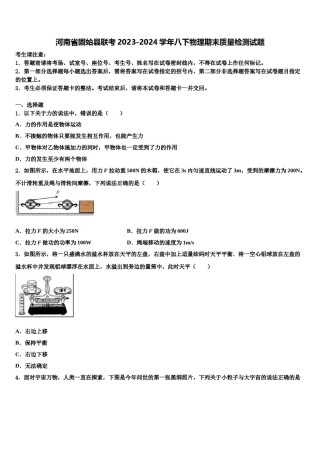 河南省固始县联考2023-2024学年八下物理期末质量检测试题含解析.doc