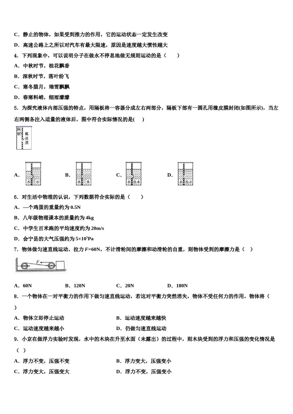 河南省宝丰2024届物理八下期末经典模拟试题含解析.doc_第2页