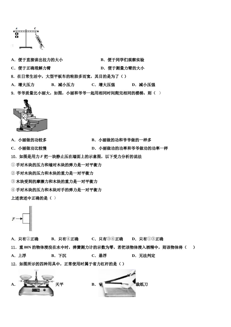 河南省平顶山市42中学2024年物理八下期末达标检测模拟试题含解析.doc_第3页