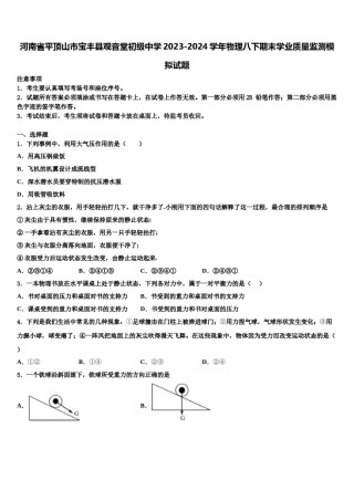 河南省平顶山市宝丰县观音堂初级中学2023-2024学年物理八下期末学业质量监测模拟试题含解析.doc