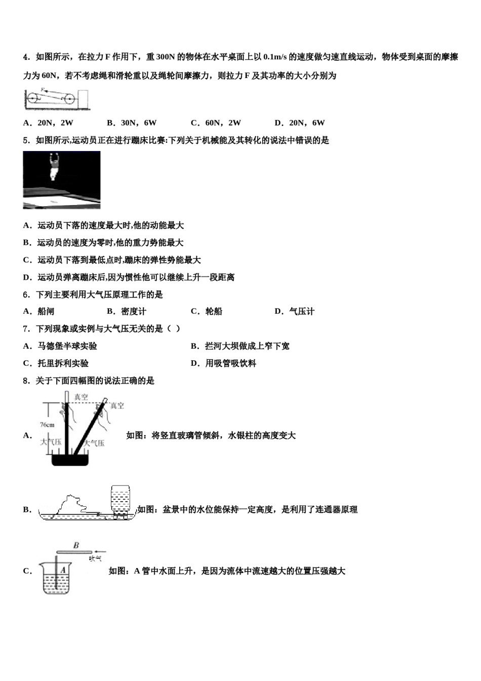 河南省新乡市2024届八下物理期末综合测试模拟试题含解析.doc_第2页