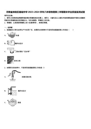 河南省淮阳区羲城中学2023-2024学年八年级物理第二学期期末学业质量监测试题含解析.doc