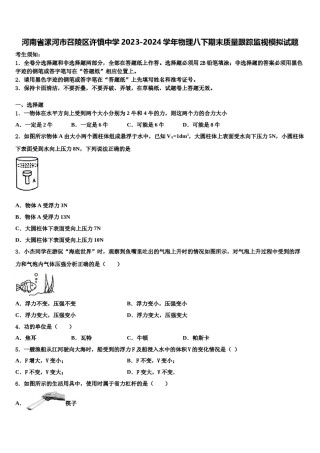 河南省漯河市召陵区许慎中学2023-2024学年物理八下期末质量跟踪监视模拟试题含解析.doc