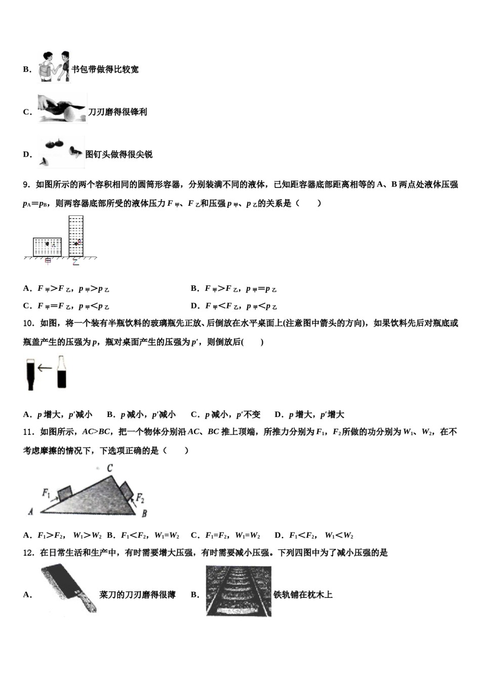 河南省濮阳市2023-2024学年八下物理期末质量跟踪监视模拟试题含解析.doc_第3页
