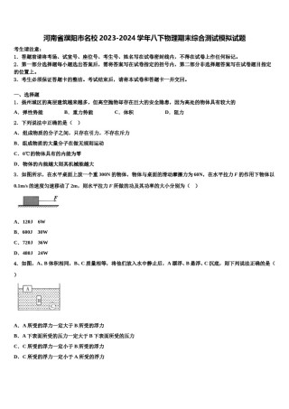 河南省濮阳市名校2023-2024学年八下物理期末综合测试模拟试题含解析.doc