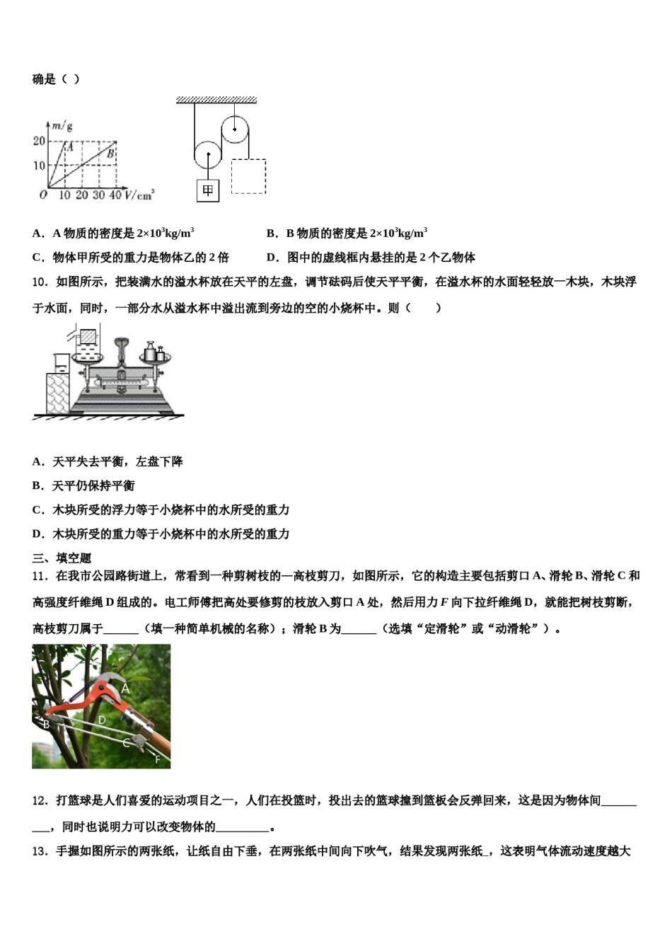 河南省濮阳市油田实验学校2024年物理八下期末综合测试试题含解析.doc_第3页
