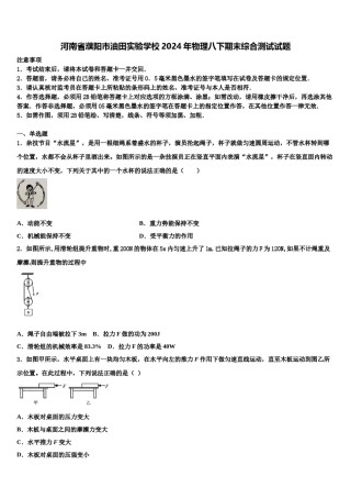 河南省濮阳市油田实验学校2024年物理八下期末综合测试试题含解析.doc