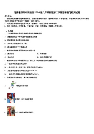 河南省濮阳市濮阳县2024届八年级物理第二学期期末复习检测试题含解析.doc