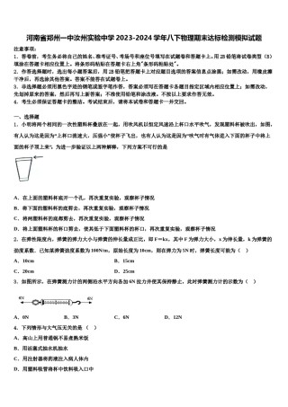 河南省郑州一中汝州实验中学2023-2024学年八下物理期末达标检测模拟试题含解析.doc