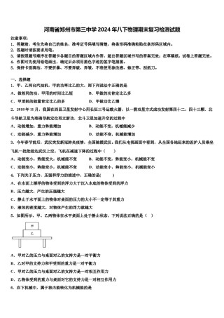 河南省郑州市第三中学2024年八下物理期末复习检测试题含解析.doc