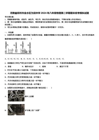 河南省郑州市金水区为民中学2024年八年级物理第二学期期末统考模拟试题含解析.doc