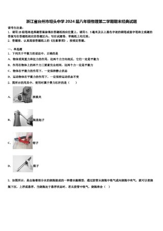 浙江省台州市坦头中学2024届八年级物理第二学期期末经典试题含解析.doc