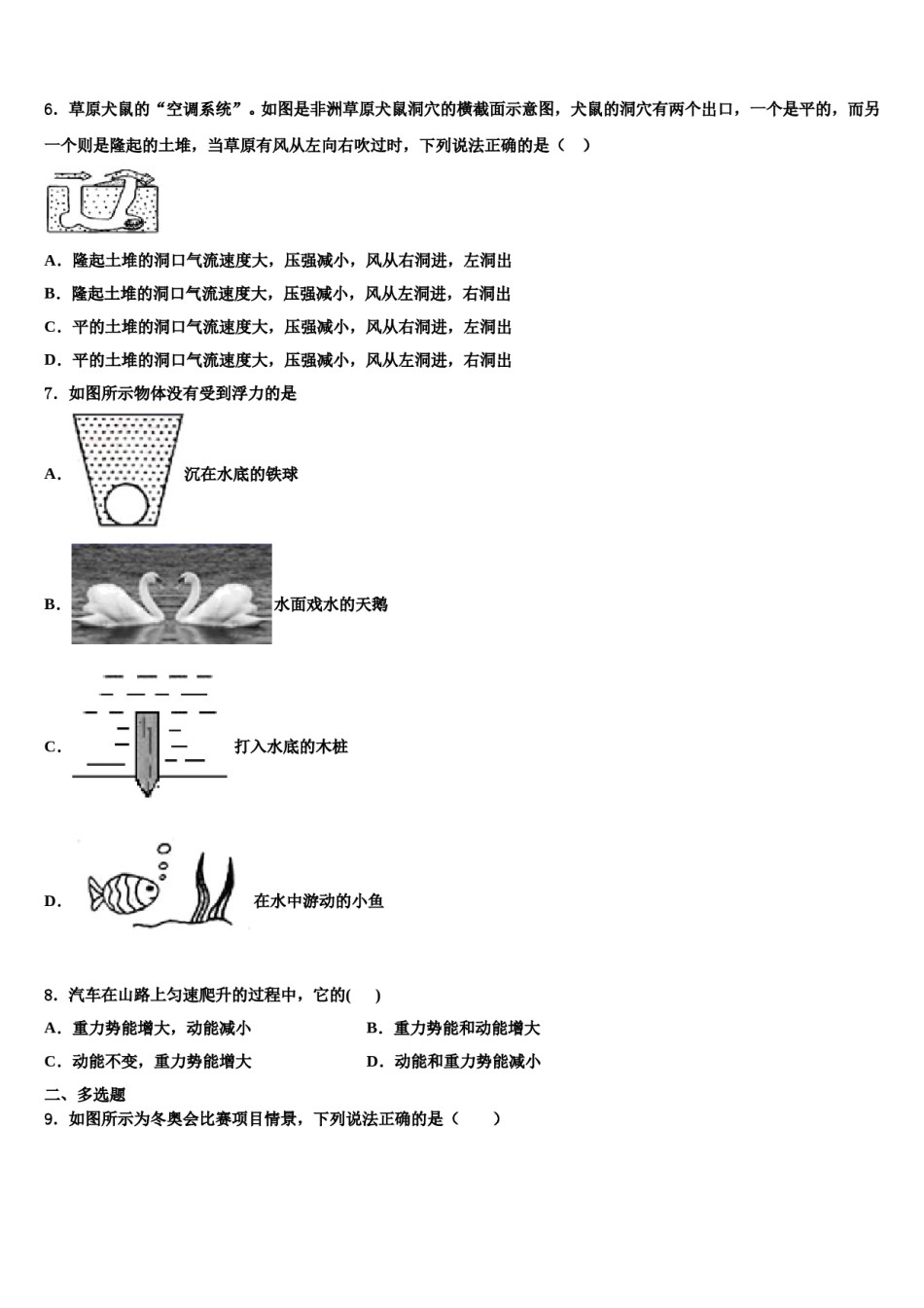 浙江省台州市天台实验中学2024届八年级物理第二学期期末学业质量监测模拟试题含解析.doc_第2页