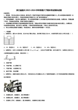 浙江省嘉兴2023-2024学年物理八下期末考试模拟试题含解析.doc