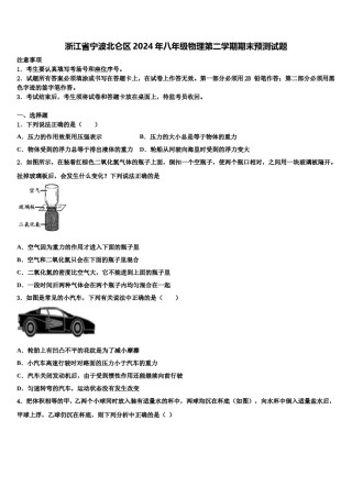 浙江省宁波北仑区2024年八年级物理第二学期期末预测试题含解析.doc
