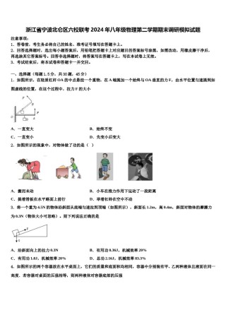 浙江省宁波北仑区六校联考2024年八年级物理第二学期期末调研模拟试题含解析.doc