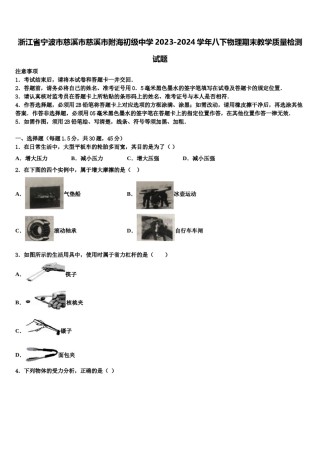 浙江省宁波市慈溪市慈溪市附海初级中学2023-2024学年八下物理期末教学质量检测试题含解析.doc