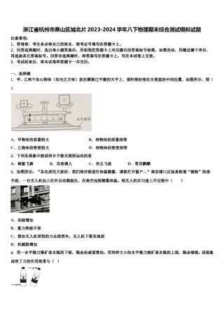 浙江省杭州市萧山区城北片2023-2024学年八下物理期末综合测试模拟试题含解析.doc