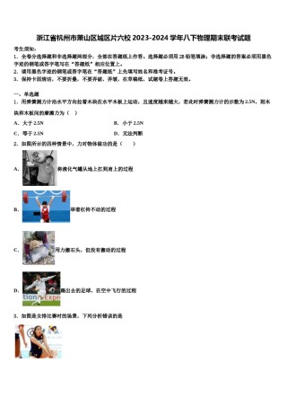 浙江省杭州市萧山区城区片六校2023-2024学年八下物理期末联考试题含解析.doc