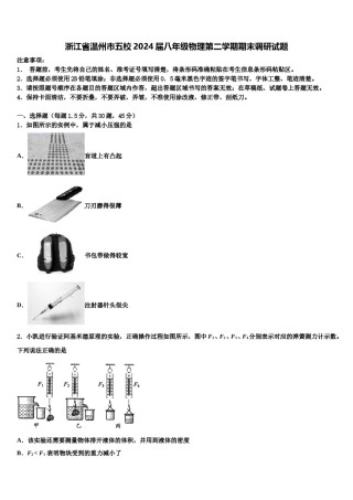 浙江省温州市五校2024届八年级物理第二学期期末调研试题含解析.doc