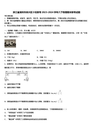 浙江省湖州市吴兴区十校联考2023-2024学年八下物理期末联考试题含解析.doc