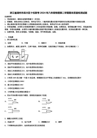 浙江省湖州市吴兴区十校联考2024年八年级物理第二学期期末质量检测试题含解析.doc